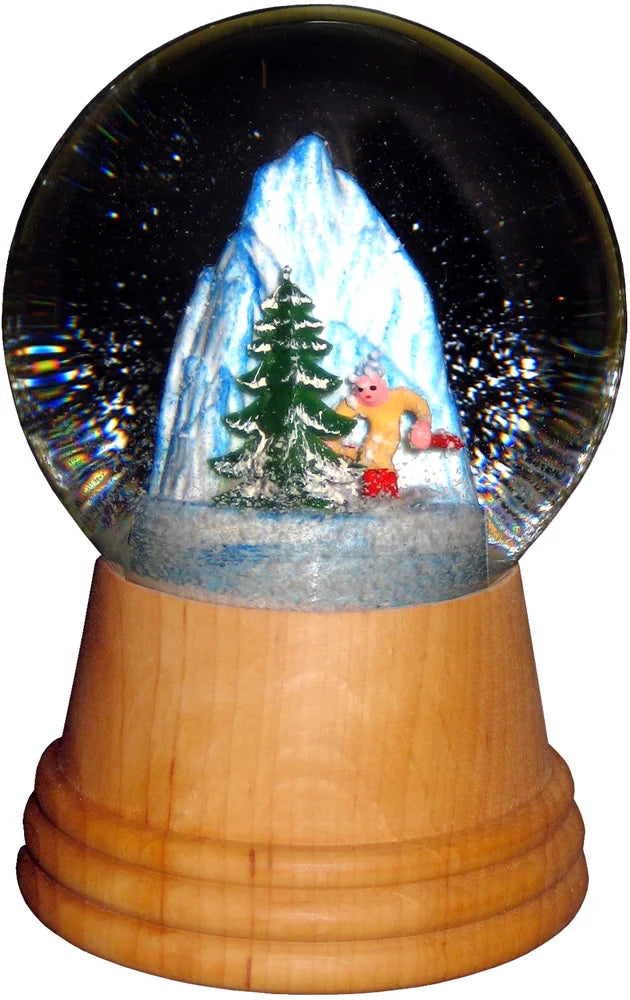 Perzy Snowglobe - Medium Skier with wooden base