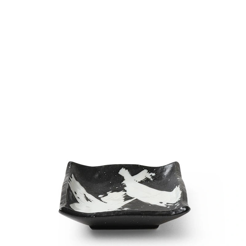 Black/White Brush Stroke Dish 3.25"