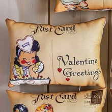 Load image into Gallery viewer, 7x11" Vintage Postcard Valentine Pillow
