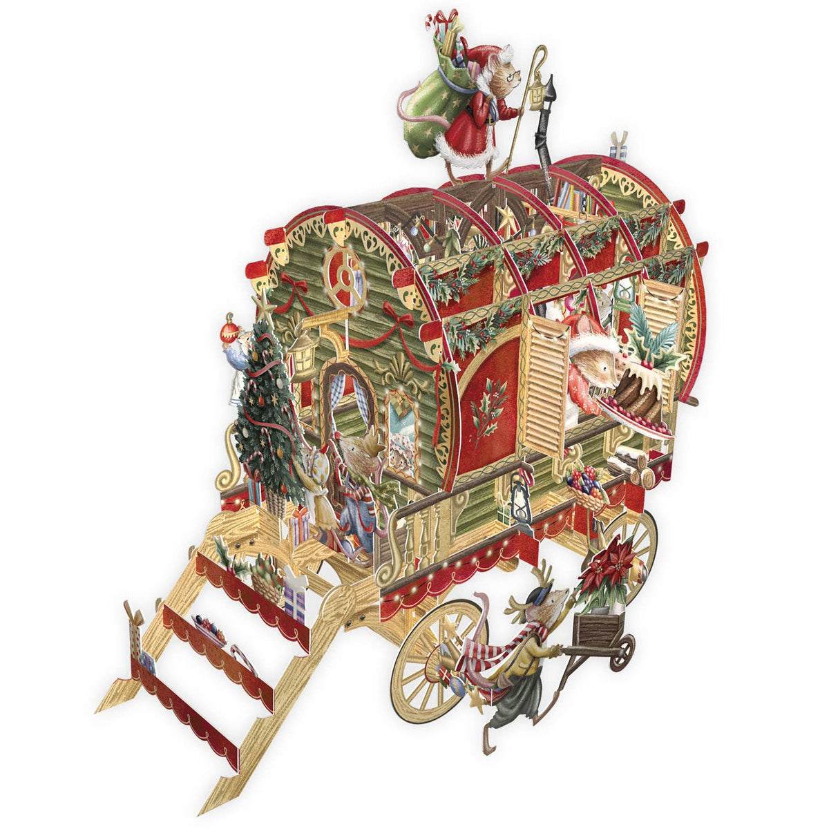 3D XMAS CARAVAN CHRISTMAS POPUP PAPER D'ART