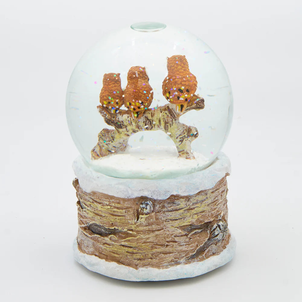 Glitterdome Musical Owls on Branch – "Carol of the Bells" Tune