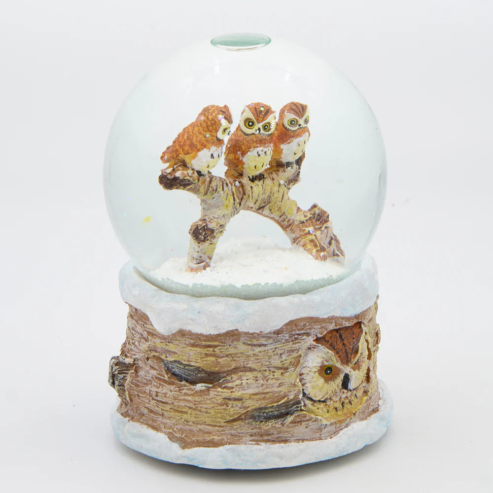 Glitterdome Musical Owls on Branch – 