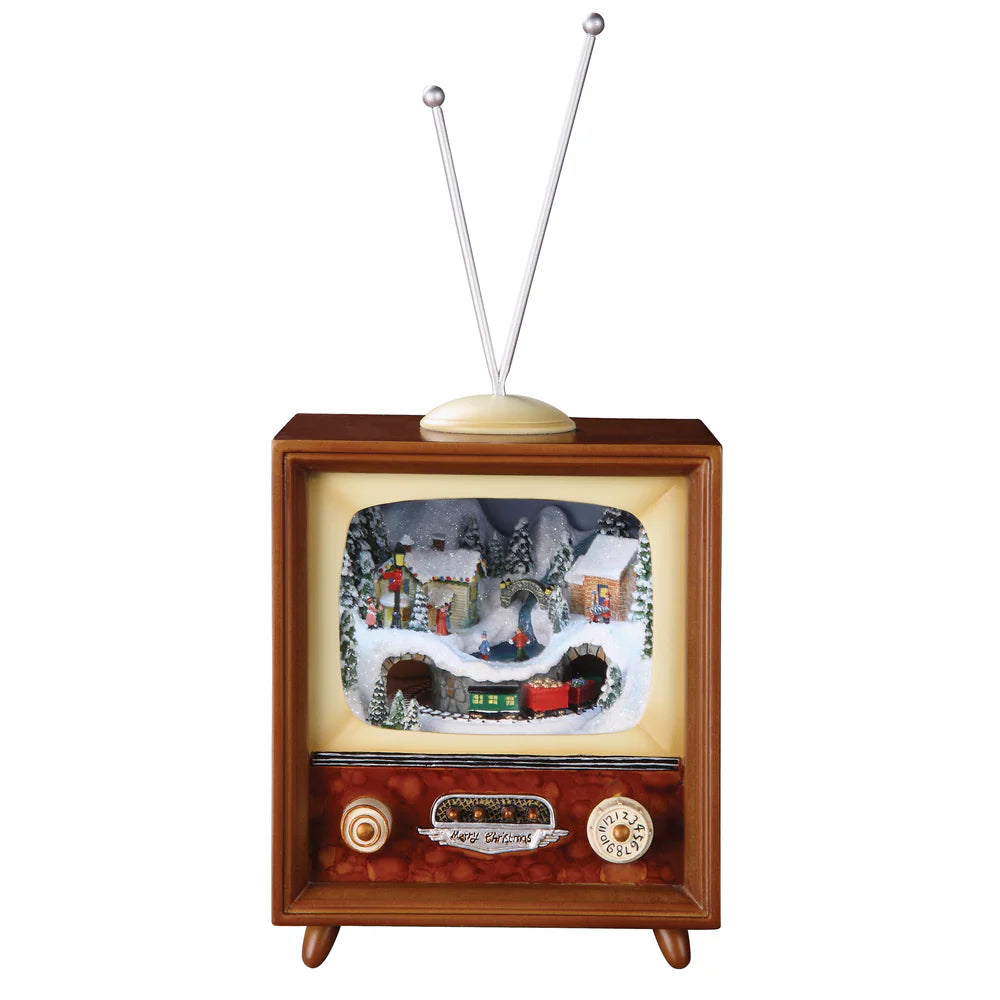 Amusements Lighted Musical TV with Rotating Train in Tunnel