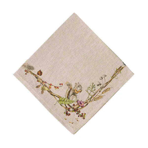 22" Forest Walk Linen Napkins w- Animals