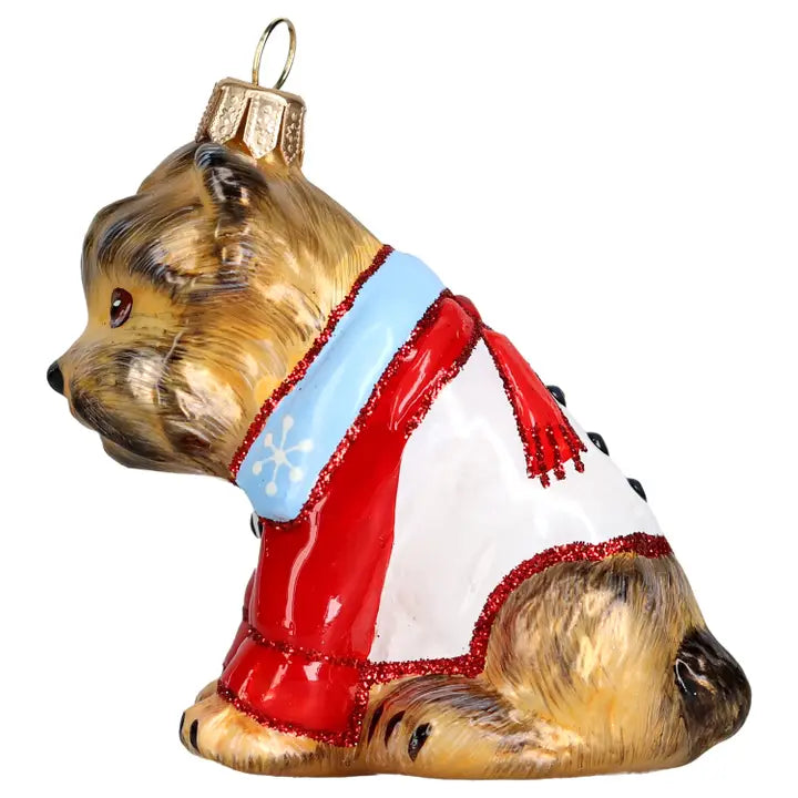 Yorkshire Terrier in Snowman Pajamas Ornament