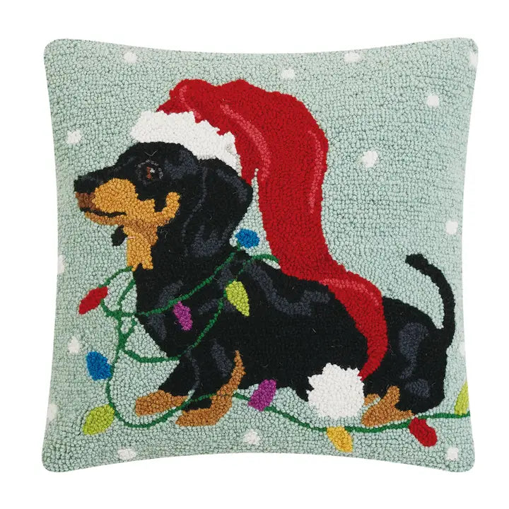 XMAS DACHSHUND W/LONG HAT HP