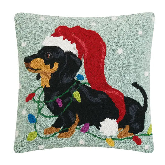 XMAS DACHSHUND W/LONG HAT HP