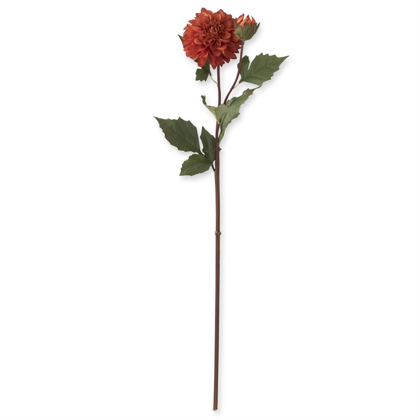 26 Inch Rust Bud & Blossom Faux Dried Dahlia Stem