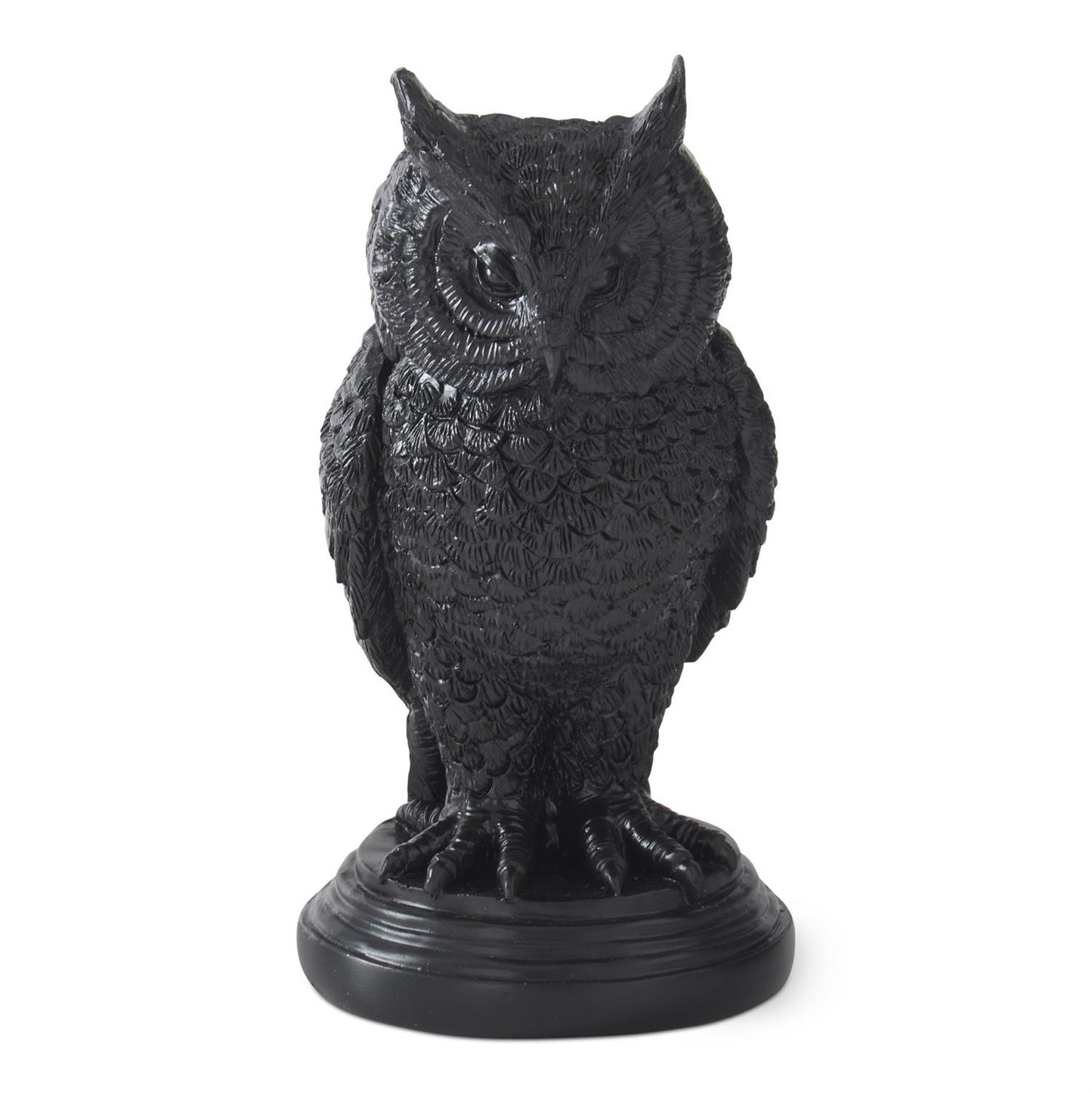 6.75 Inch Black Resin Owl Taper Candleholder