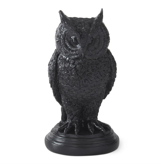 6.75 Inch Black Resin Owl Taper Candleholder