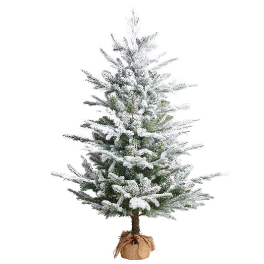 4.5' Flocked Tree in Burlap Bag