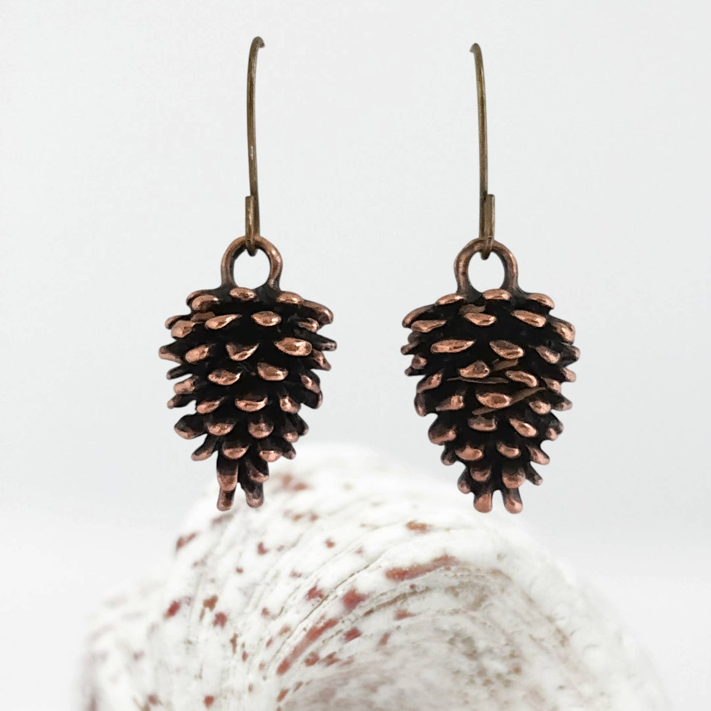 Bronze Pine Cone Earrings, Nature Earrings