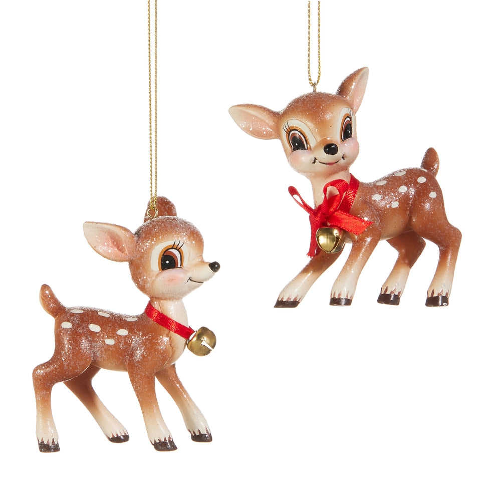 3.25" Cutesy Deer w/ Bell Ornament