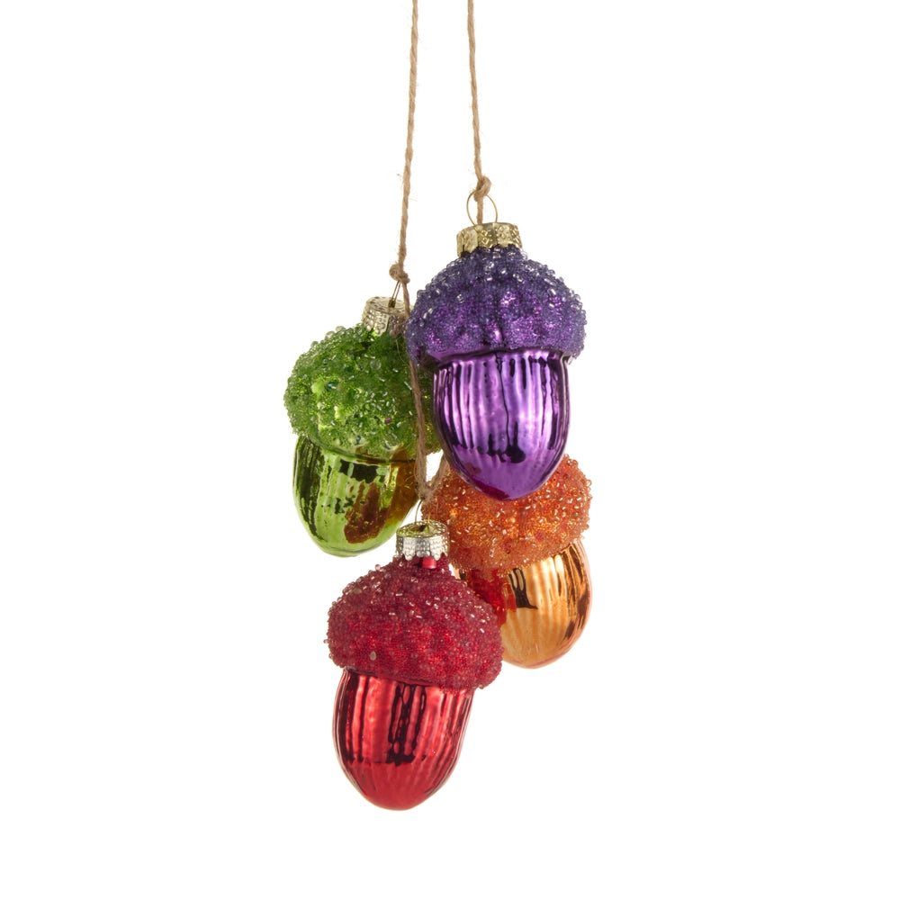 7" Cluster of Bright Acorn Ornaments