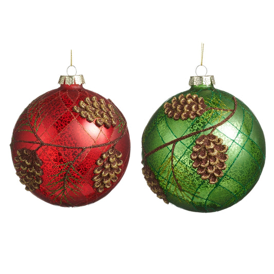 5" Mercury Glass Pinecone Ball Ornament