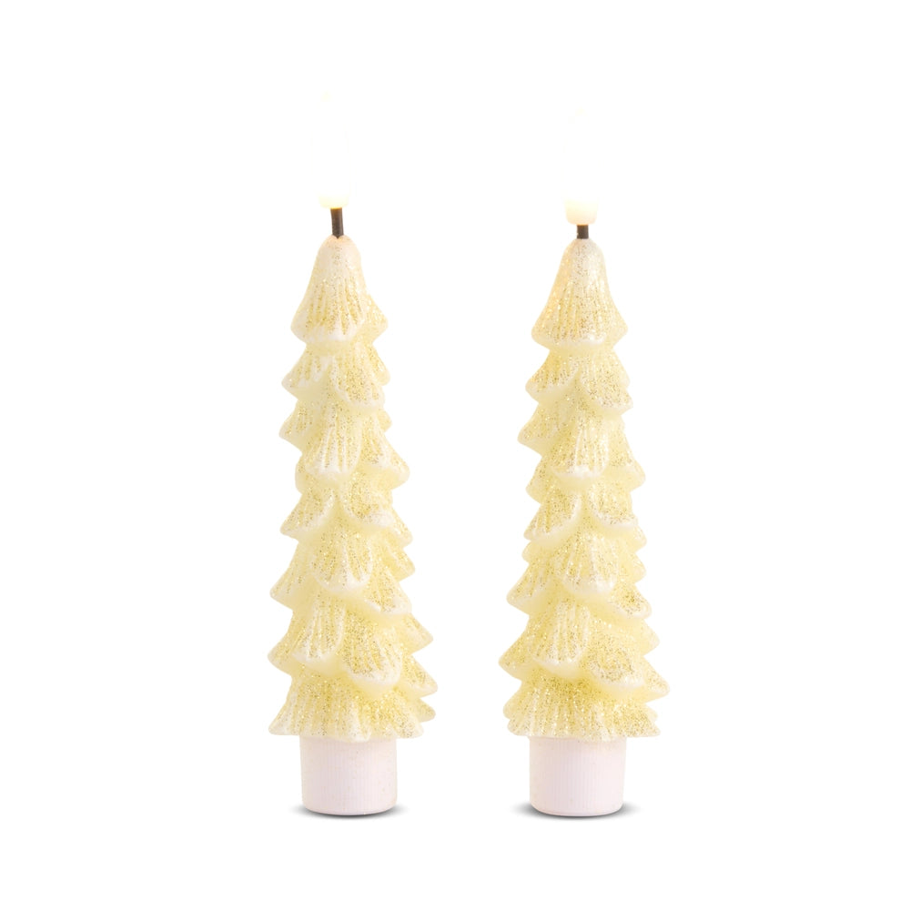 Glittered Gold Mini Tree Taper Candles