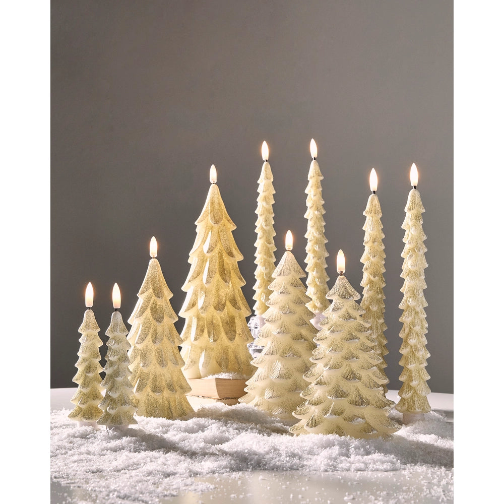 Glittered Gold Mini Tree Taper Candles