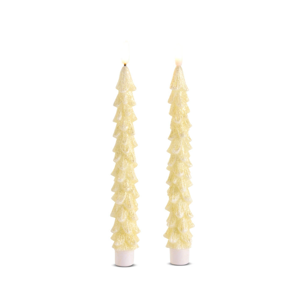 Glittered Gold Mini Tree Taper Candles