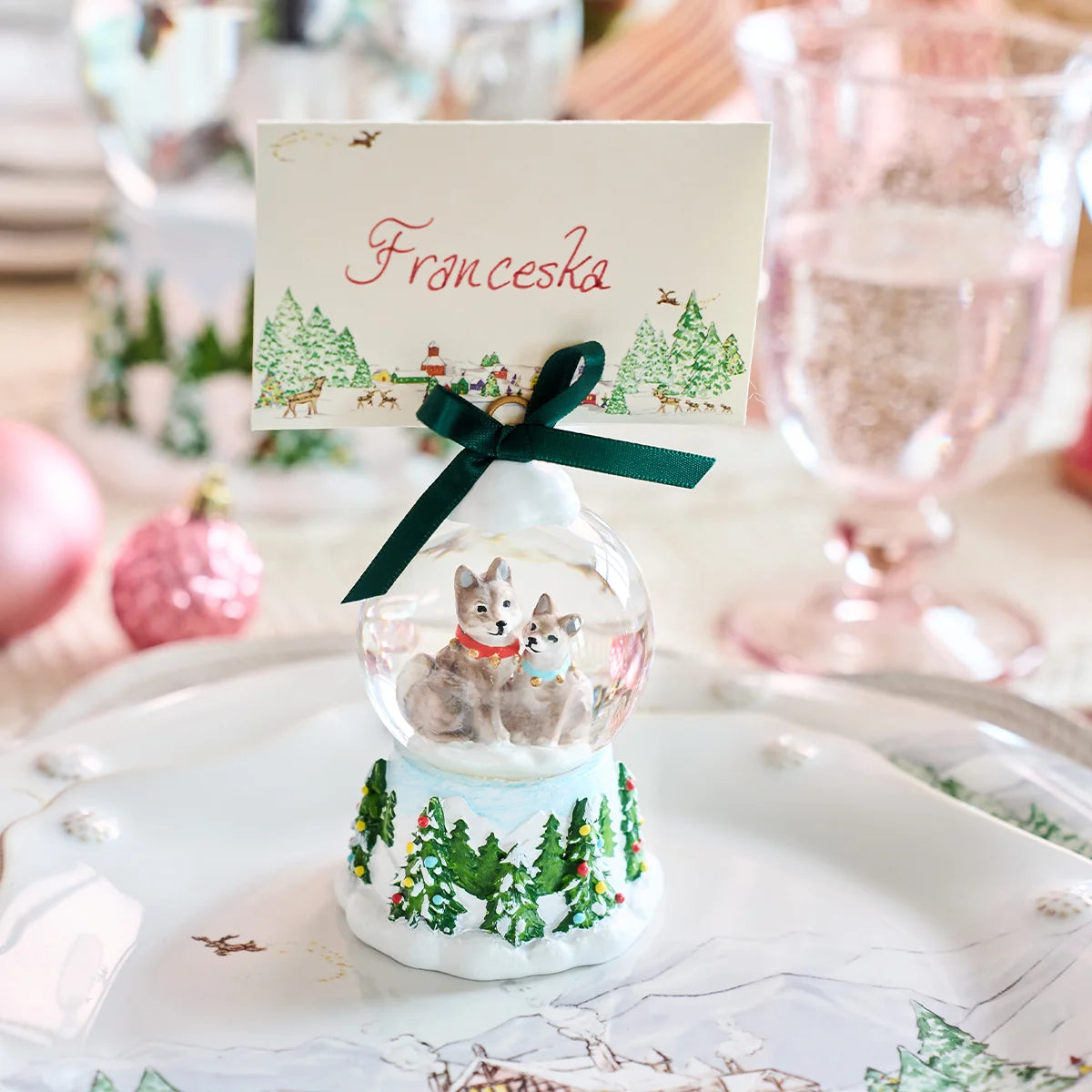 Berry & Thread  North Pole Snow Globe Place Card Holder
