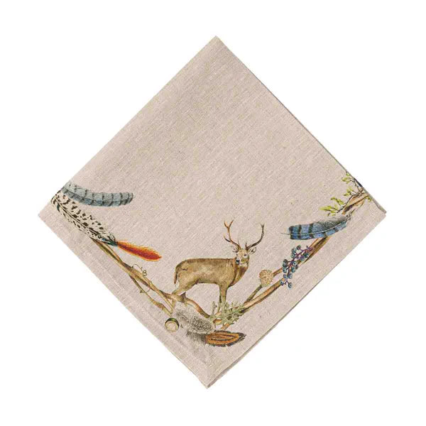 22" Forest Walk Linen Napkins w- Animals