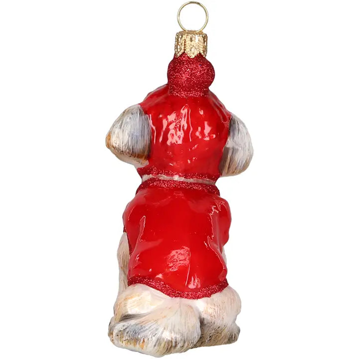 Shih Tzu in Winter Coat and Ski Hat Ornament