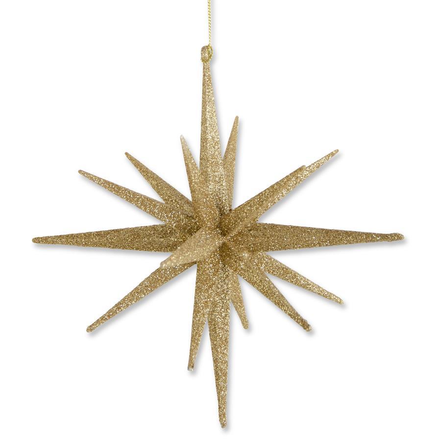 8", 18-point Gold Glitter Star Ornament