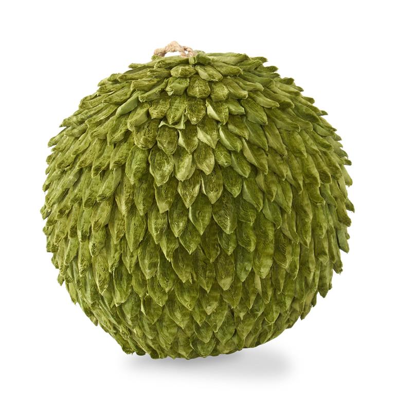 8" Green Petal Leaf Ball Ornament
