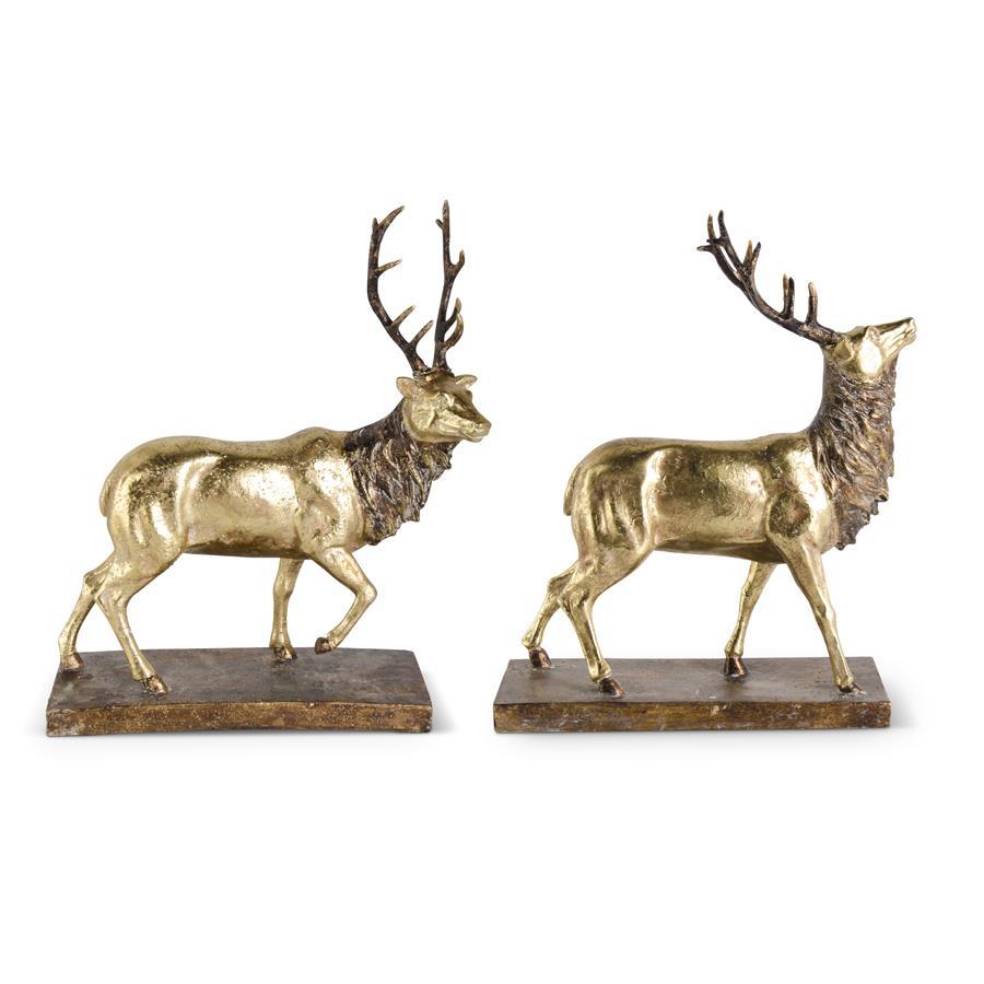 Standing Resin Elk w- Antiqued Gold Finish