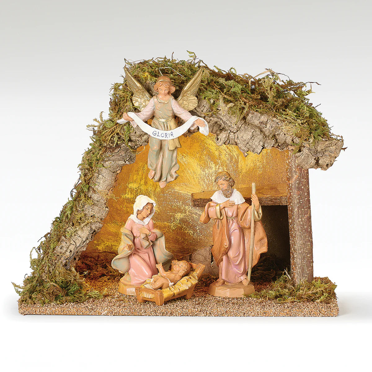 Lighted Nativity Set with Stable- 4 piece