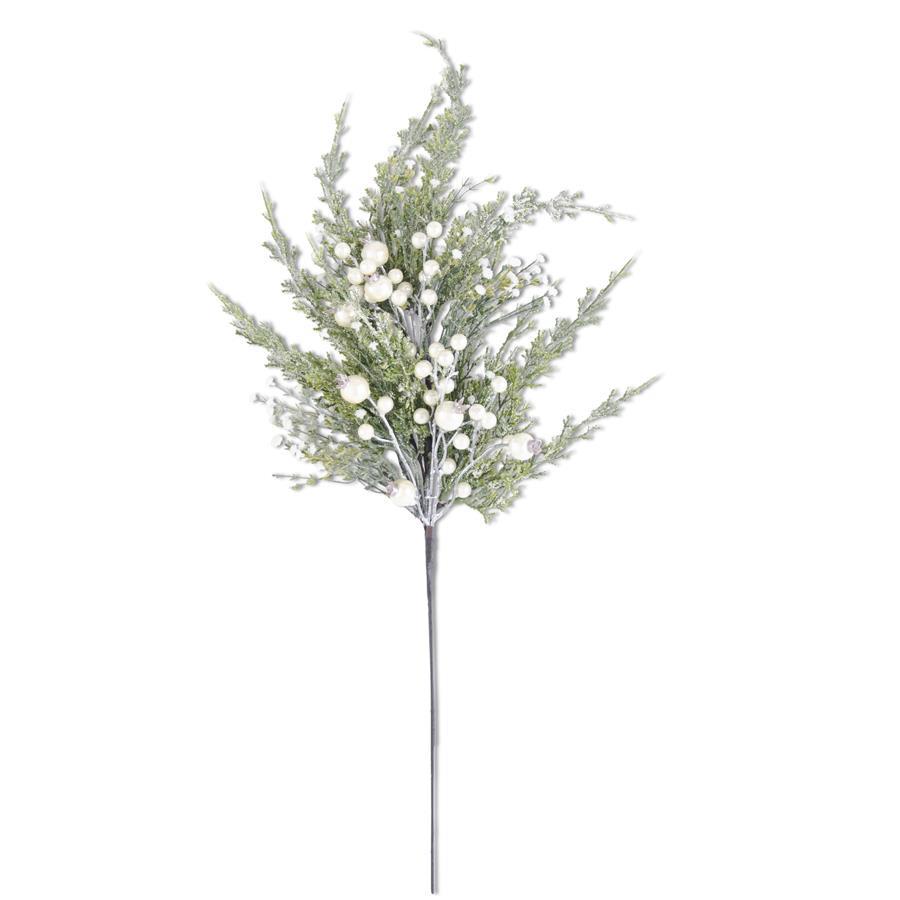 30" Snowy Cypress Pine Spray w- Pearls