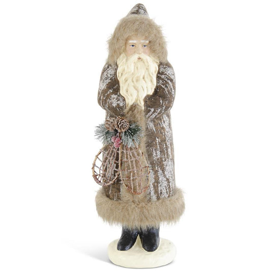 17" Brown Fur Trim Santa w/Snowshoes