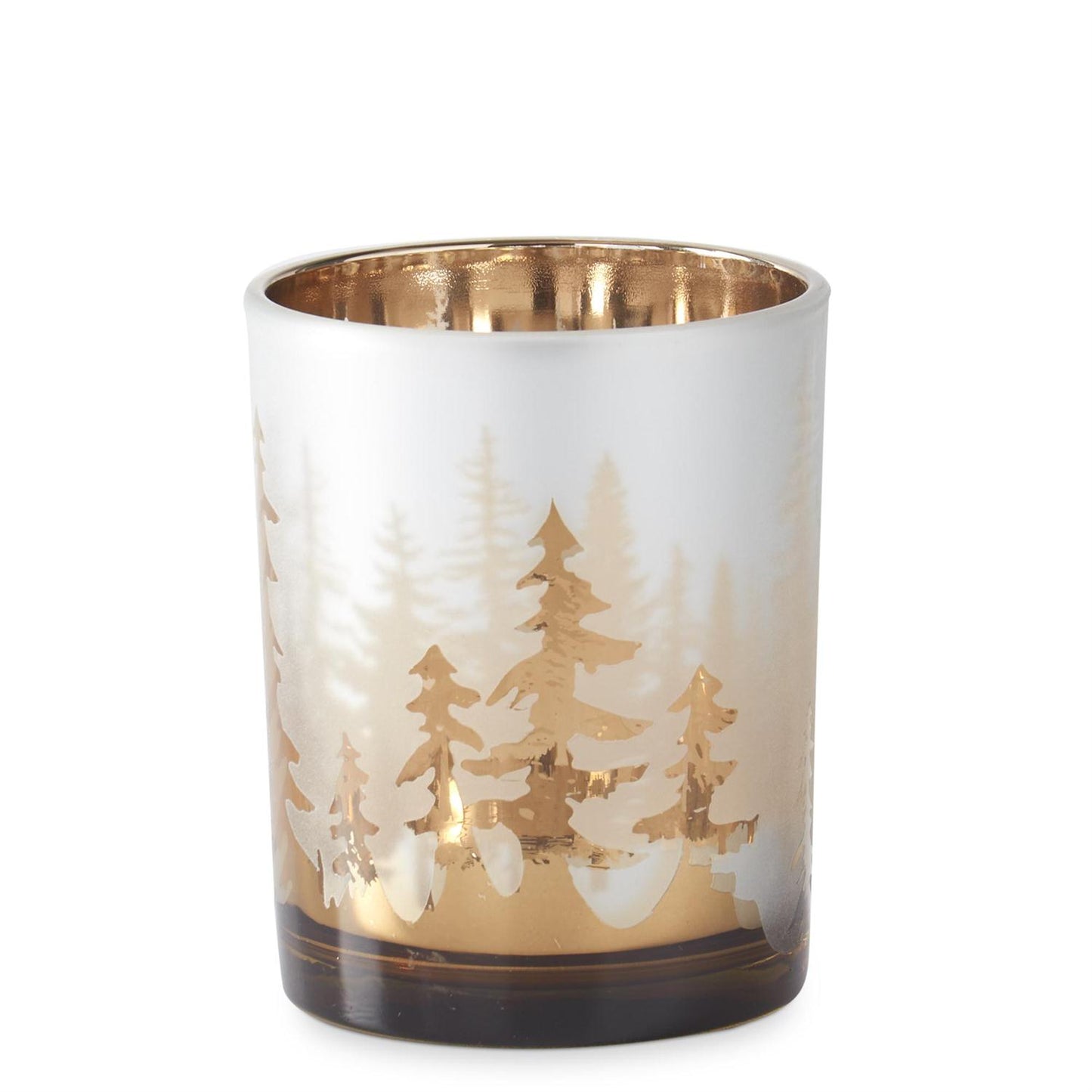 5" Frosted Glass w/Rose Gold Interior Deer Winter Scene Votive