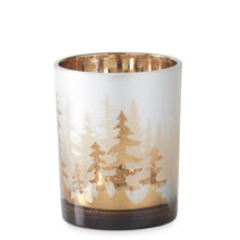 Load image into Gallery viewer, 5&quot; Frosted Glass w/Rose Gold Interior Deer Winter Scene Votive
