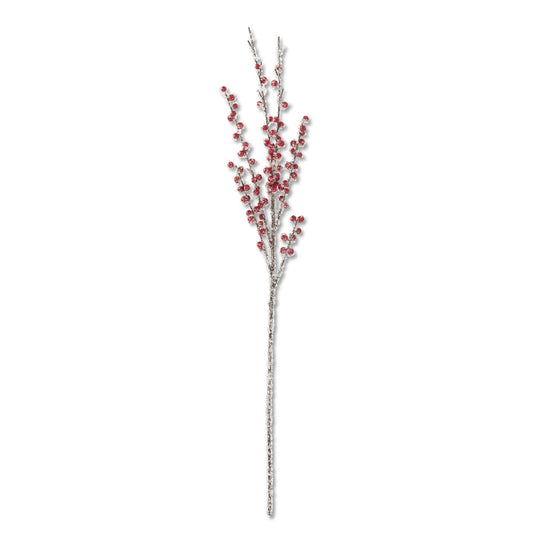 33" Iced Red Berry Stem