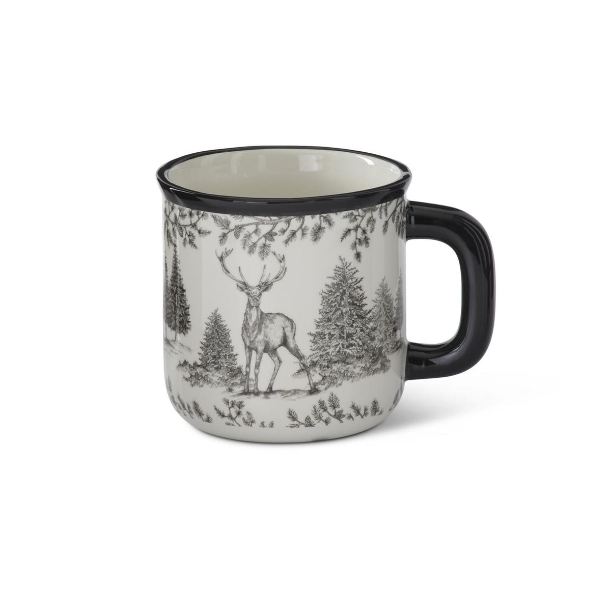 White & Black Toile w- Deer Ceramic Mug, 20 oz.