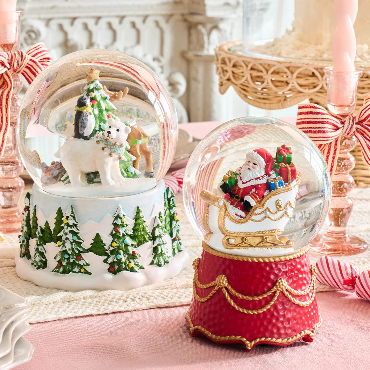 Berry & Thread  North Pole Santa in Sleigh Snow Globe