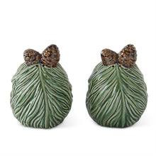 Load image into Gallery viewer, 3.5&quot; Green Ceramic Pinecone Salt &amp; Pepper Shakers- S/2
