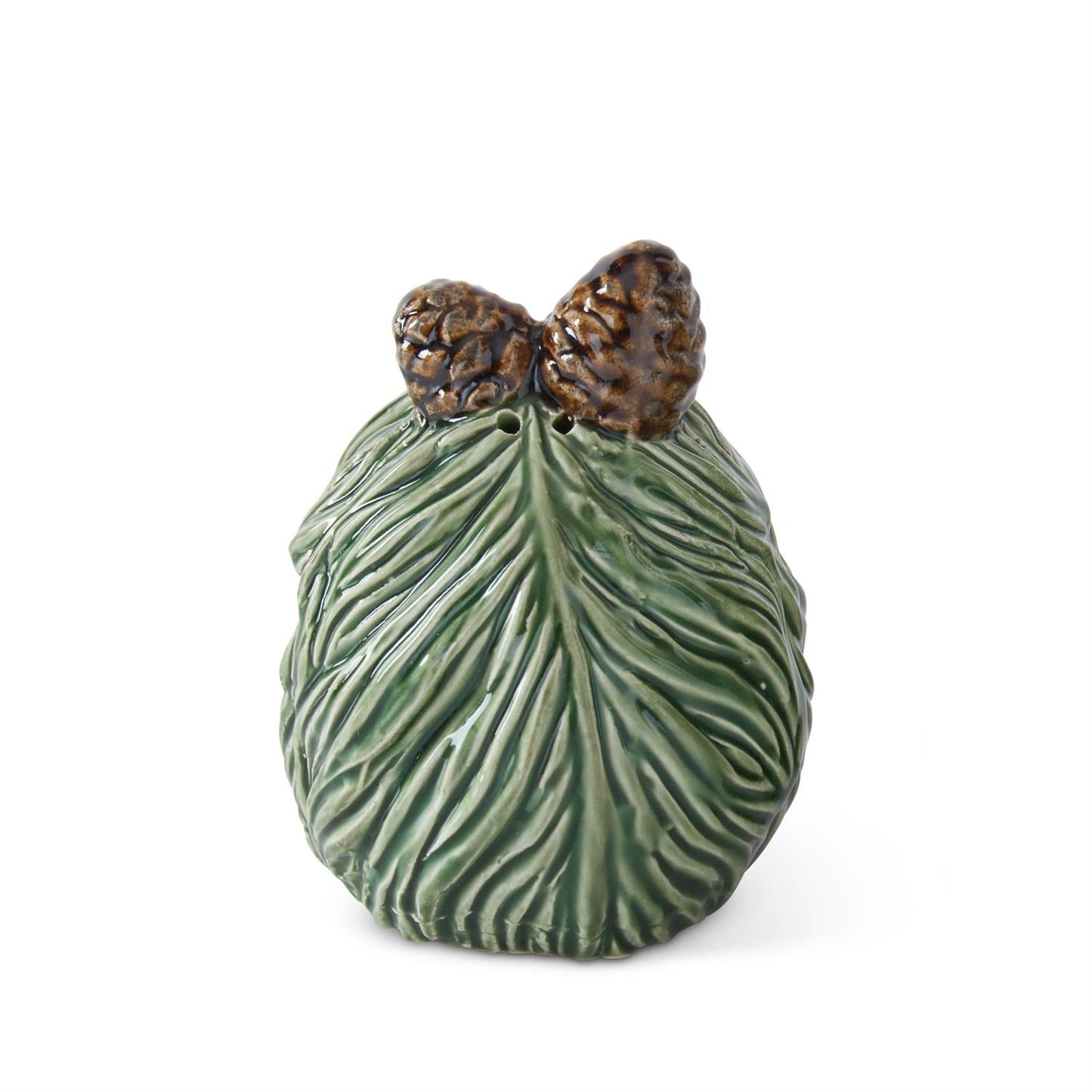 3.5" Green Ceramic Pinecone Salt & Pepper Shakers- S/2