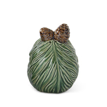 Load image into Gallery viewer, 3.5&quot; Green Ceramic Pinecone Salt &amp; Pepper Shakers- S/2
