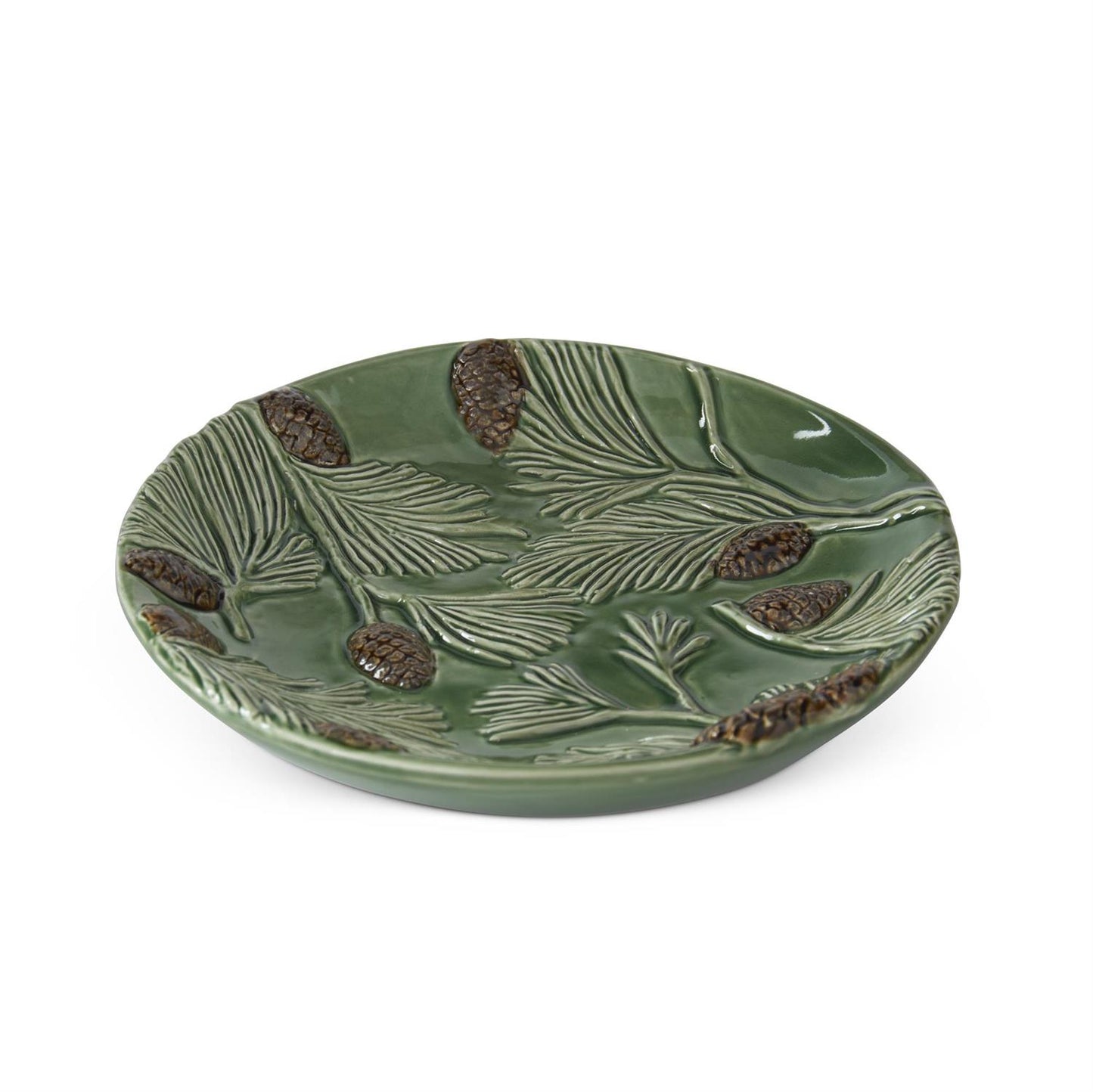 6.75" Green Ceramic Pinecone Plate