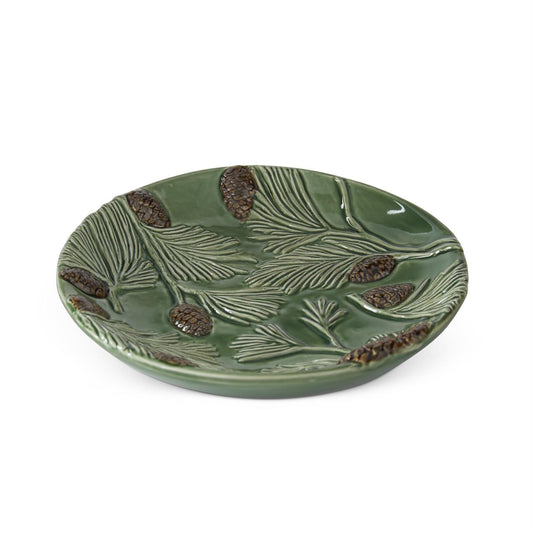 6.75" Green Ceramic Pinecone Plate