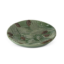Load image into Gallery viewer, 6.75&quot; Green Ceramic Pinecone Plate
