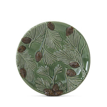 Load image into Gallery viewer, 6.75&quot; Green Ceramic Pinecone Plate
