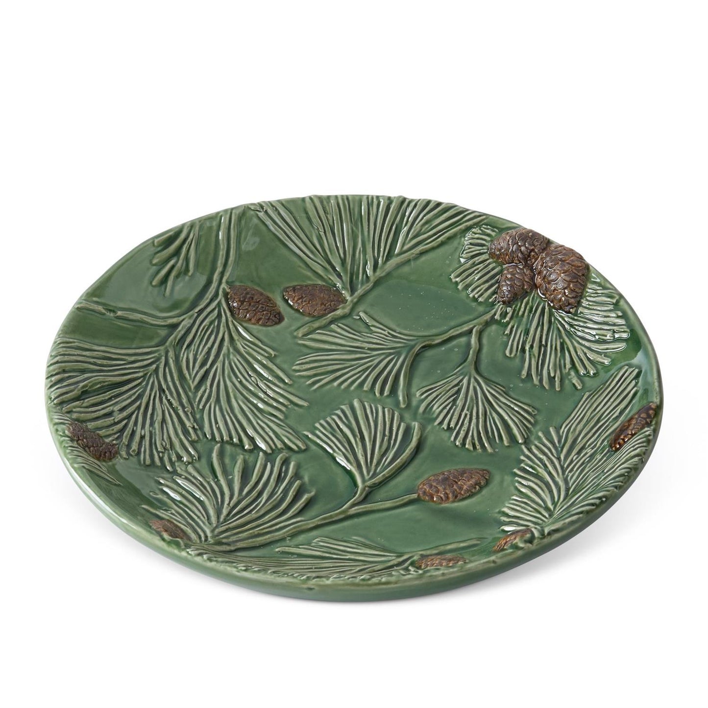 8.75" Green Ceramic Pinecone Plate