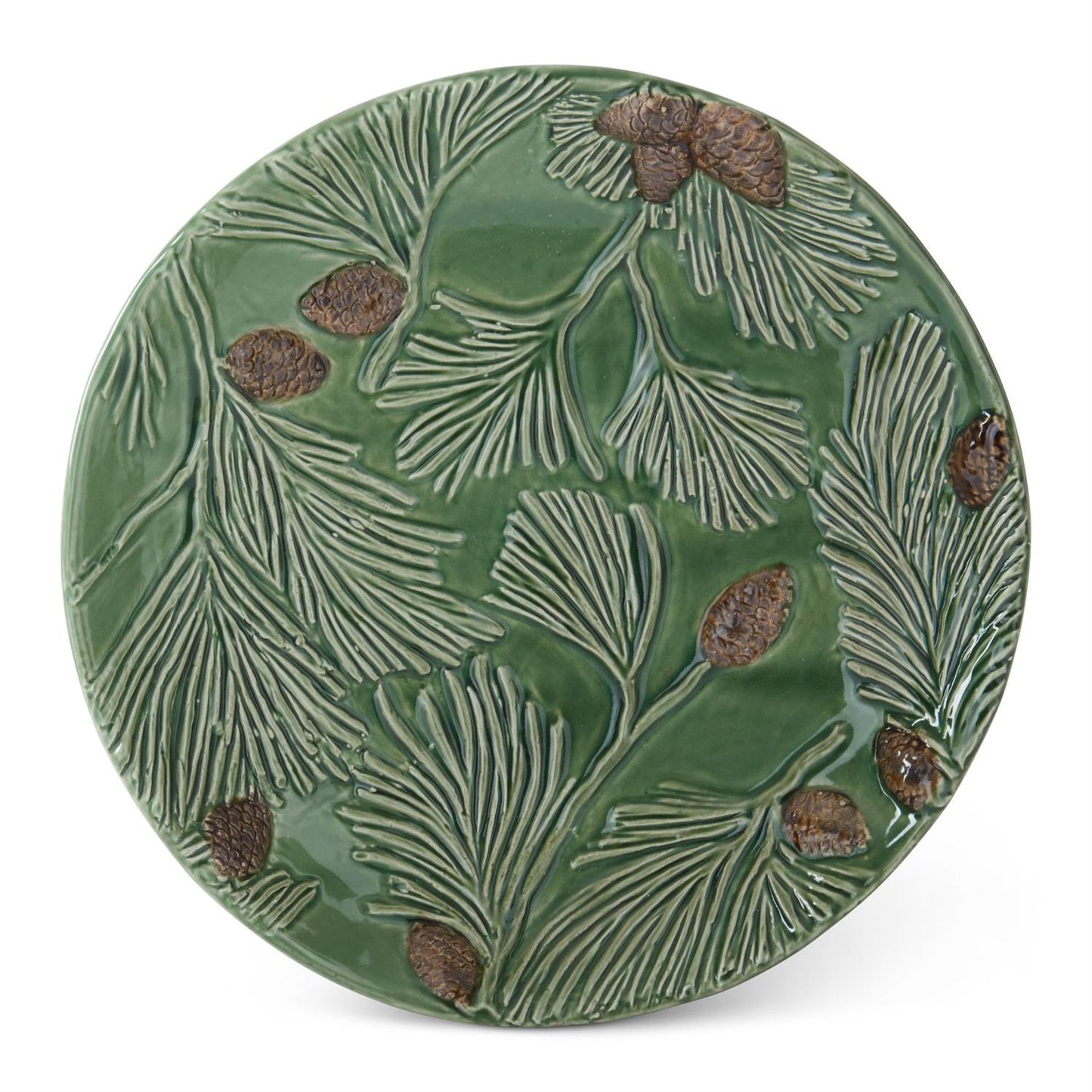 8.75" Green Ceramic Pinecone Plate