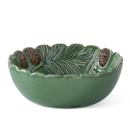 6.75" Green Ceramic Pinecone Bowl