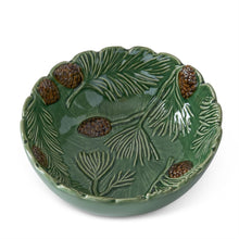 Load image into Gallery viewer, 6.75&quot; Green Ceramic Pinecone Bowl
