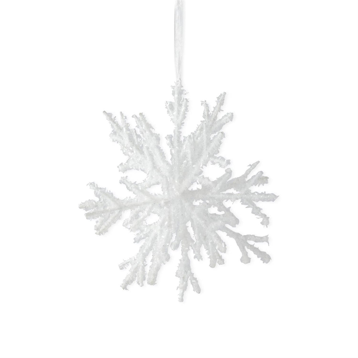 6.5" Flocked 3-Dimensional Snowflake Ornament