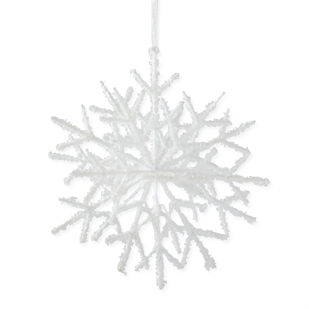 10" Flocked 3-Dimensional Snowflake Ornament