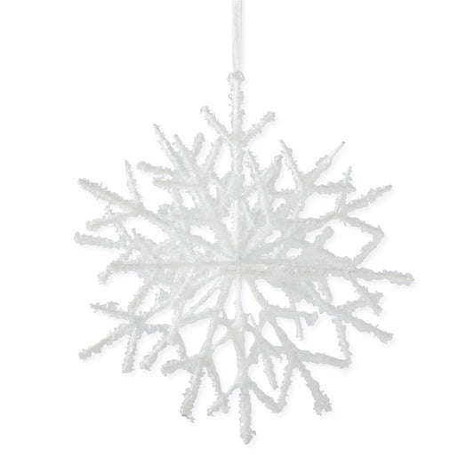 10" Flocked 3-Dimensional Snowflake Ornament